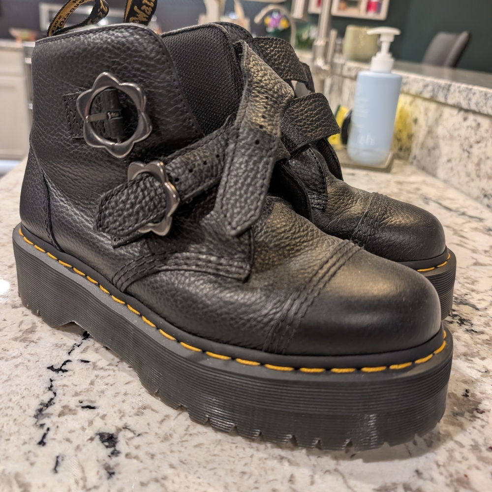 Black Leather Platform Boots